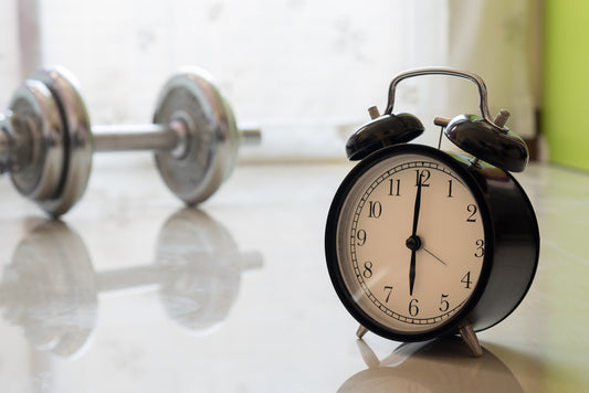 clock with workout equipment